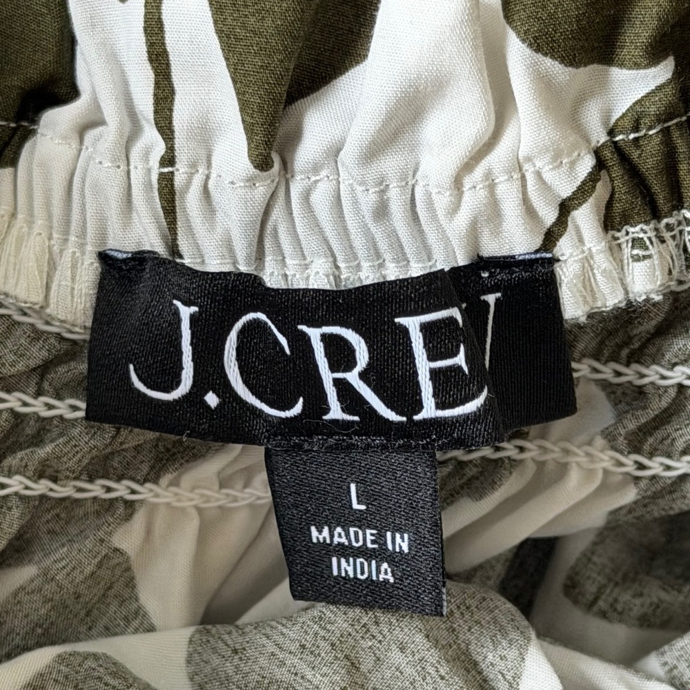 J. Crew Smocked Cotton Poplin One Shoulder Dress XL Leafy Floral Olive NEW! - Picture 8 of 10